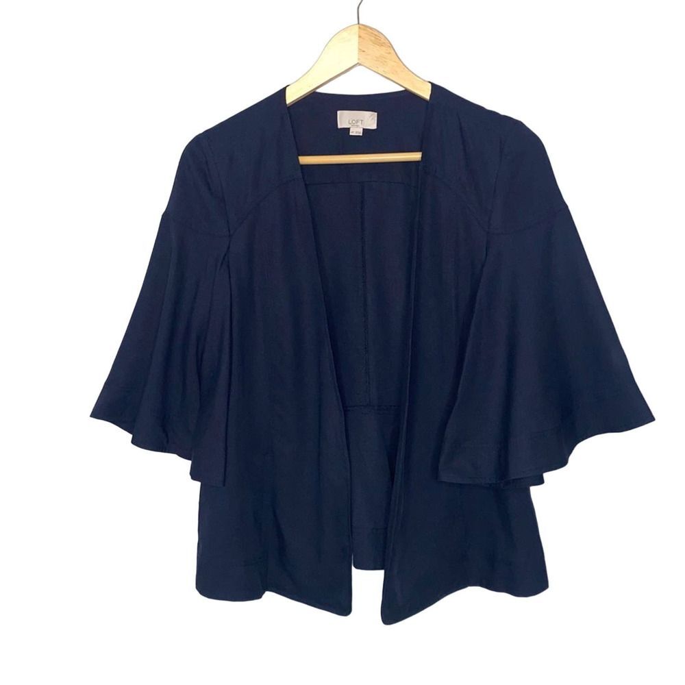 Ann Taylor Loft Black Butterfly Sleeves Open Jacket Medium !